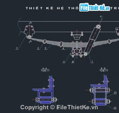 hệ thống treo xe tải,hệ thống treo xe tải huyndai,hệ thống treo xe tải file cad